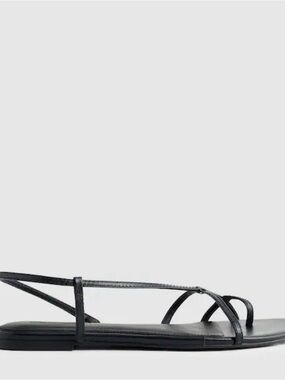 Madewell Minimalist Black Strappy Flat Sandals - Women